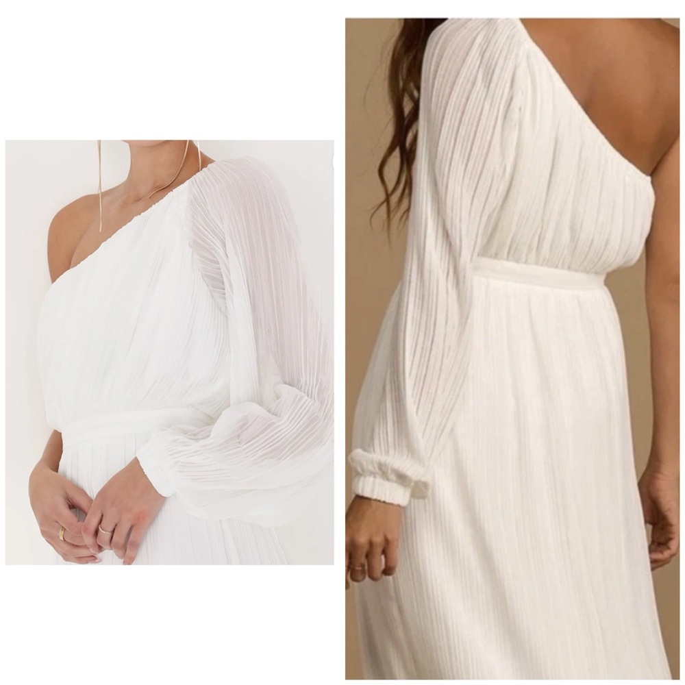 Lulus White One Shoulder Pleated M Midi Dress Long Sleeve Grecian Goddess
Style - Picture 8 of 12